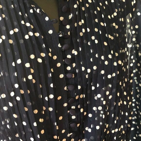 801 George SHEER Polka Dot Print Tie Waist Blouse - Picture 4 of 8